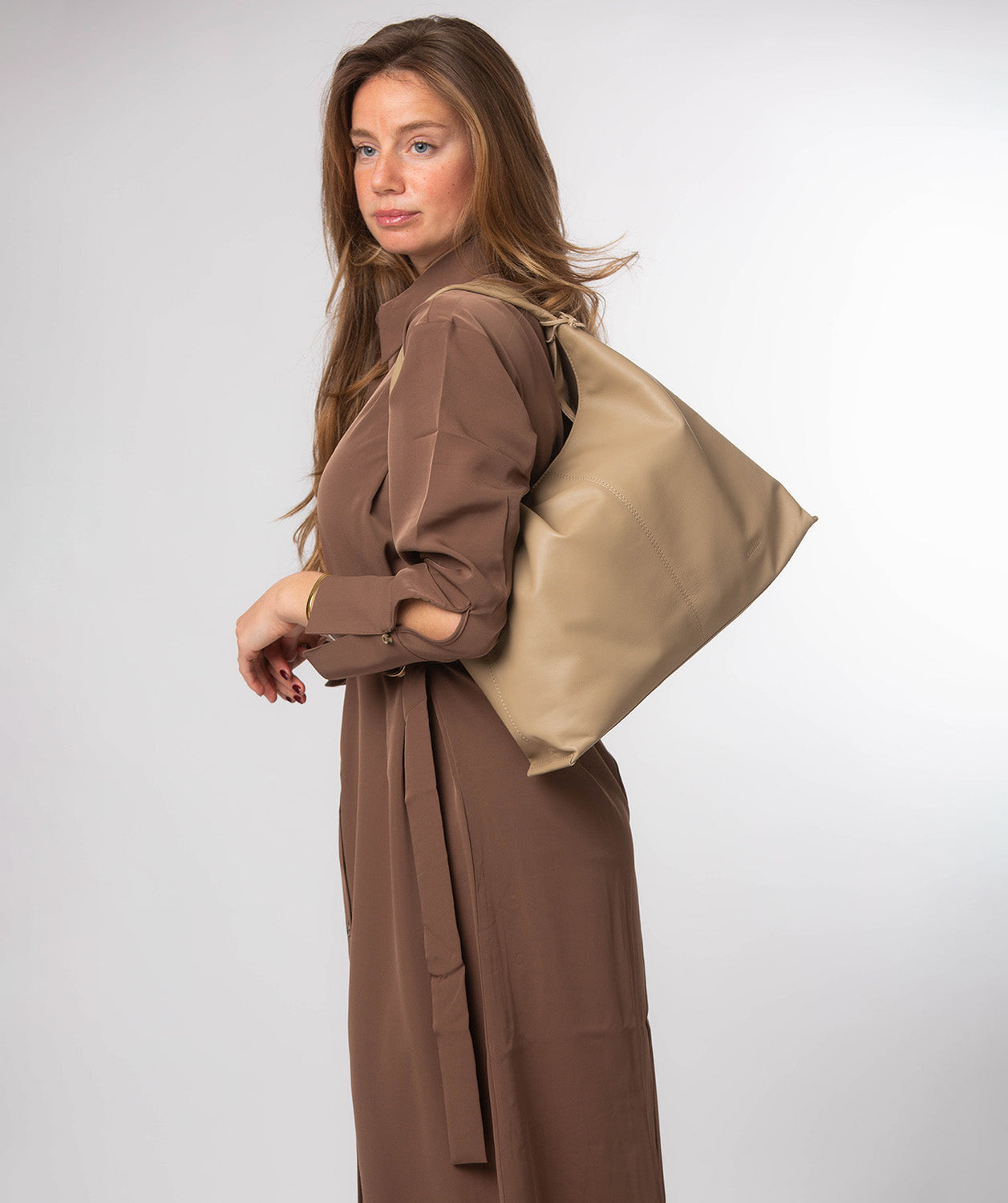 'Aspen' Beige Leather Tote Bag