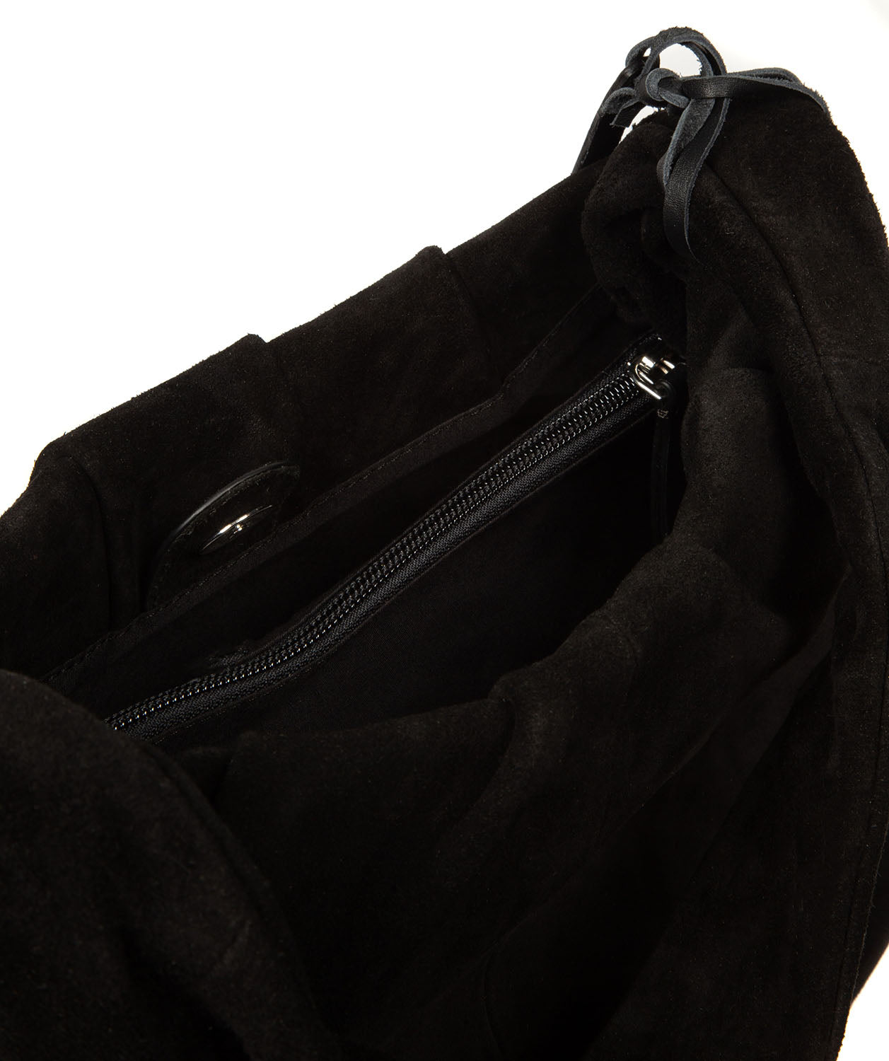 'Beatriz' Black Suede Handbag