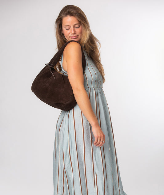 'Beatriz' Cocoa Suede Handbag