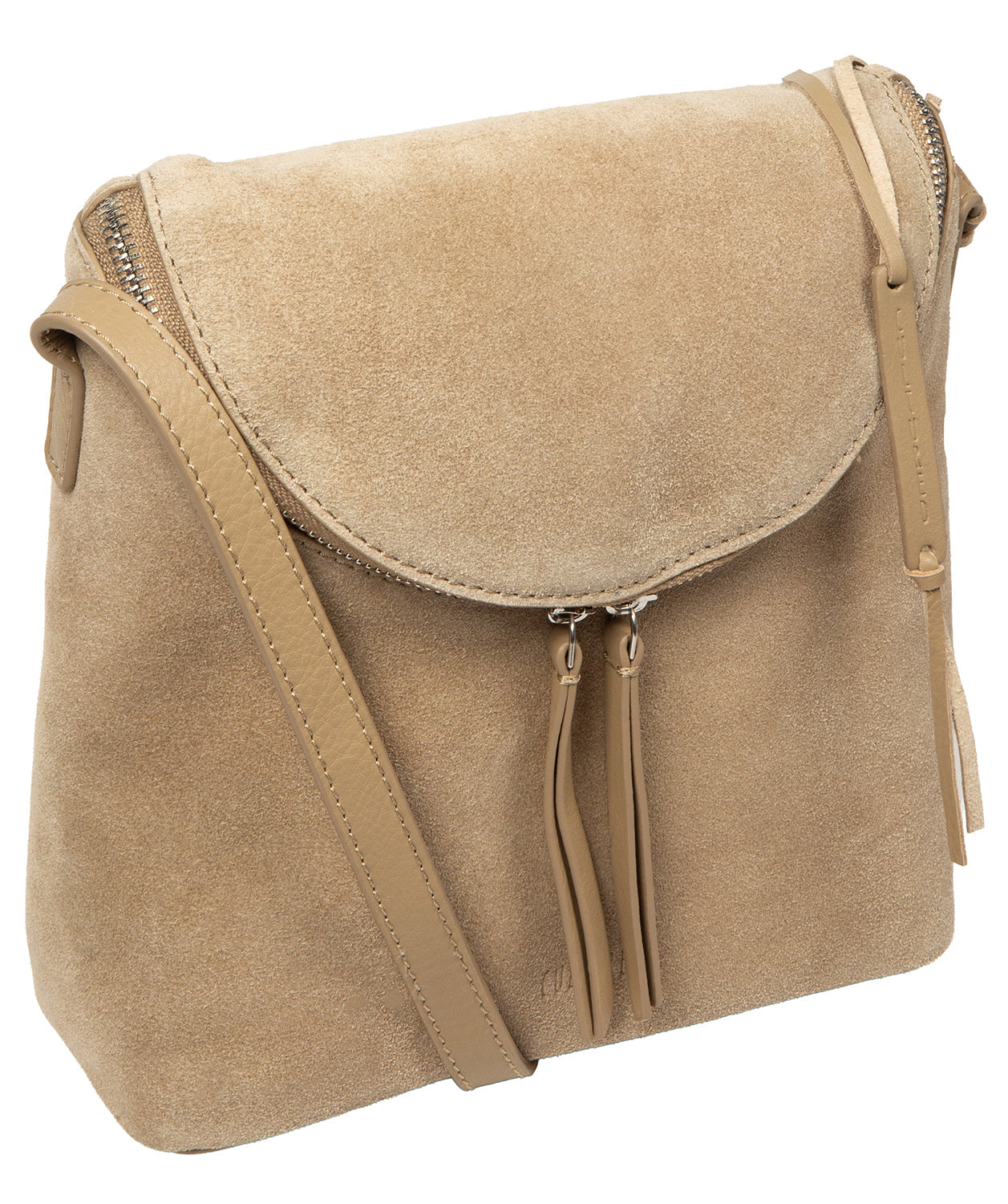'Luisana' Beige Suede Cross Body Bag