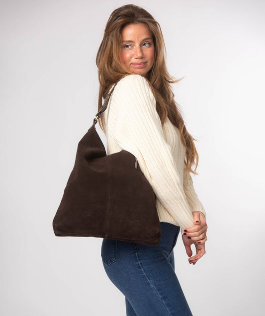 'Harmony' Cocoa Suede Leather Tote Bag