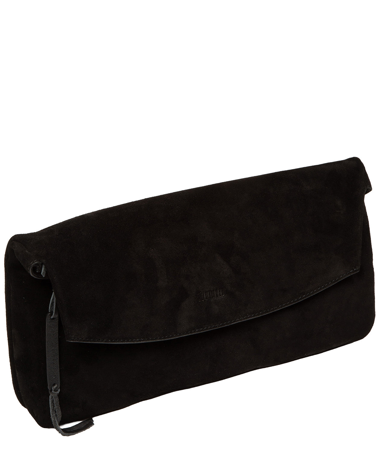 'Perla' Black Suede Clutch Bag
