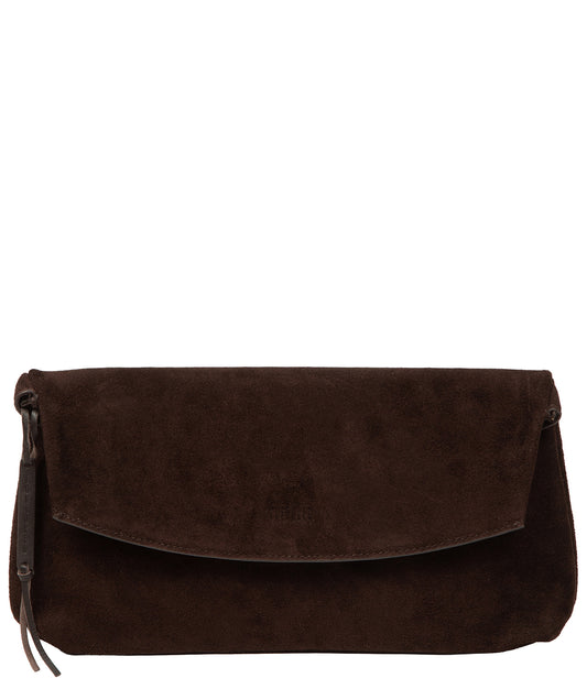'Perla' Cocoa Suede Clutch Bag
