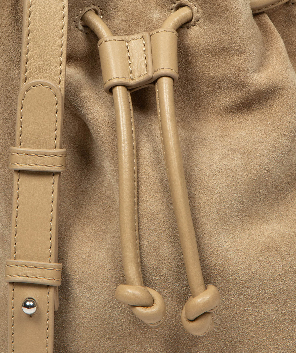 'Emerson' Beige Suede & Leather Shoulder Bag