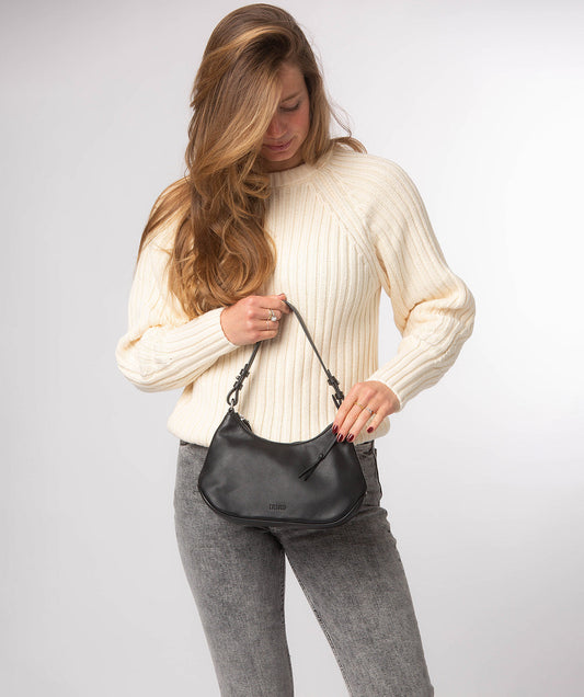 'Amaya' Black Leather Grab Bag