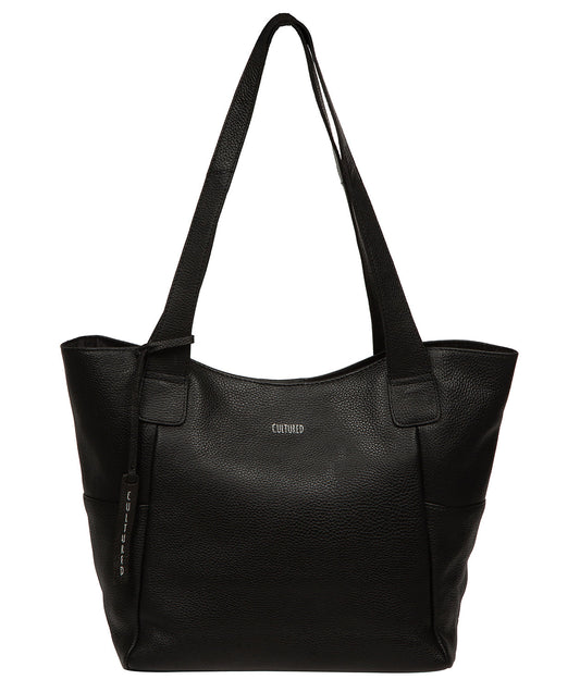 Lisette tote bag side profile showing pebble grain texture