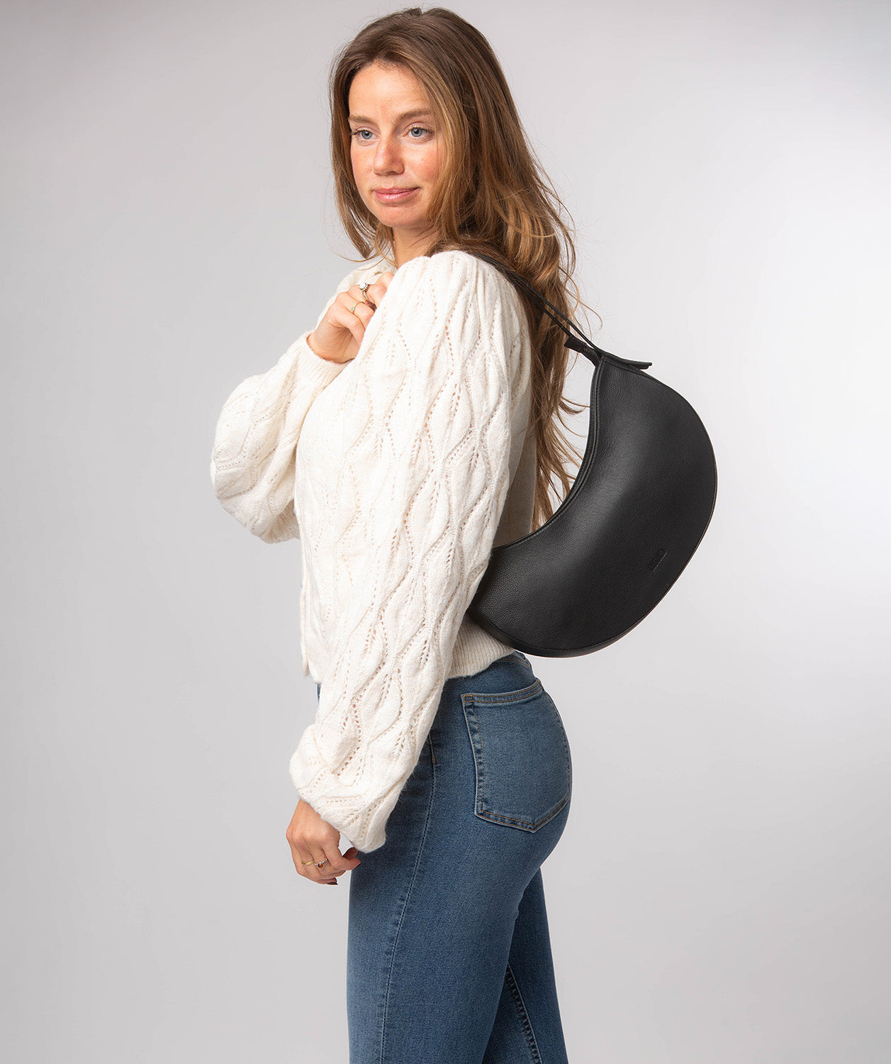 'Consuelo' Black Leather Grab Bag