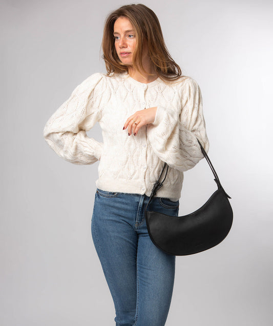 'Consuelo' Black Leather Grab Bag