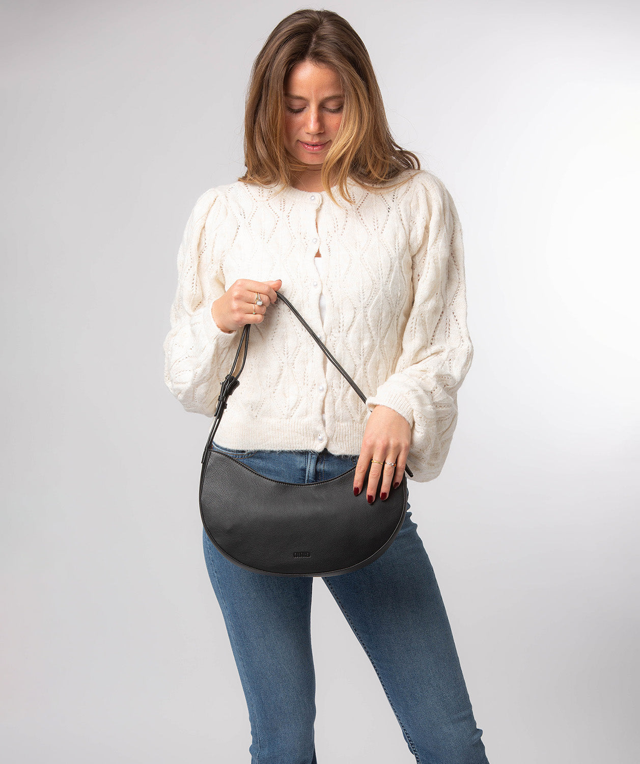 'Consuelo' Black Leather Grab Bag
