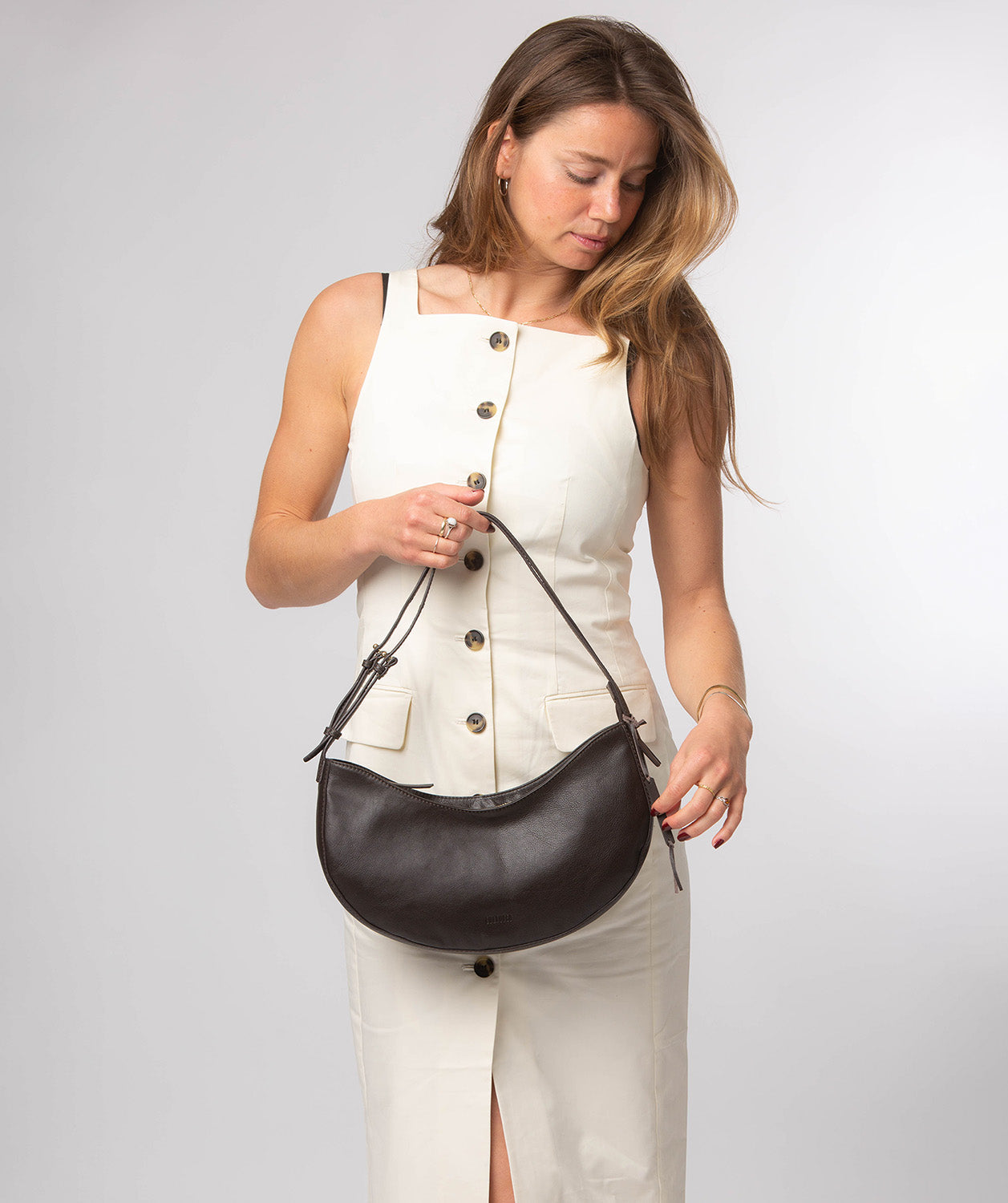 'Consuelo' Cocoa Leather Grab Bag