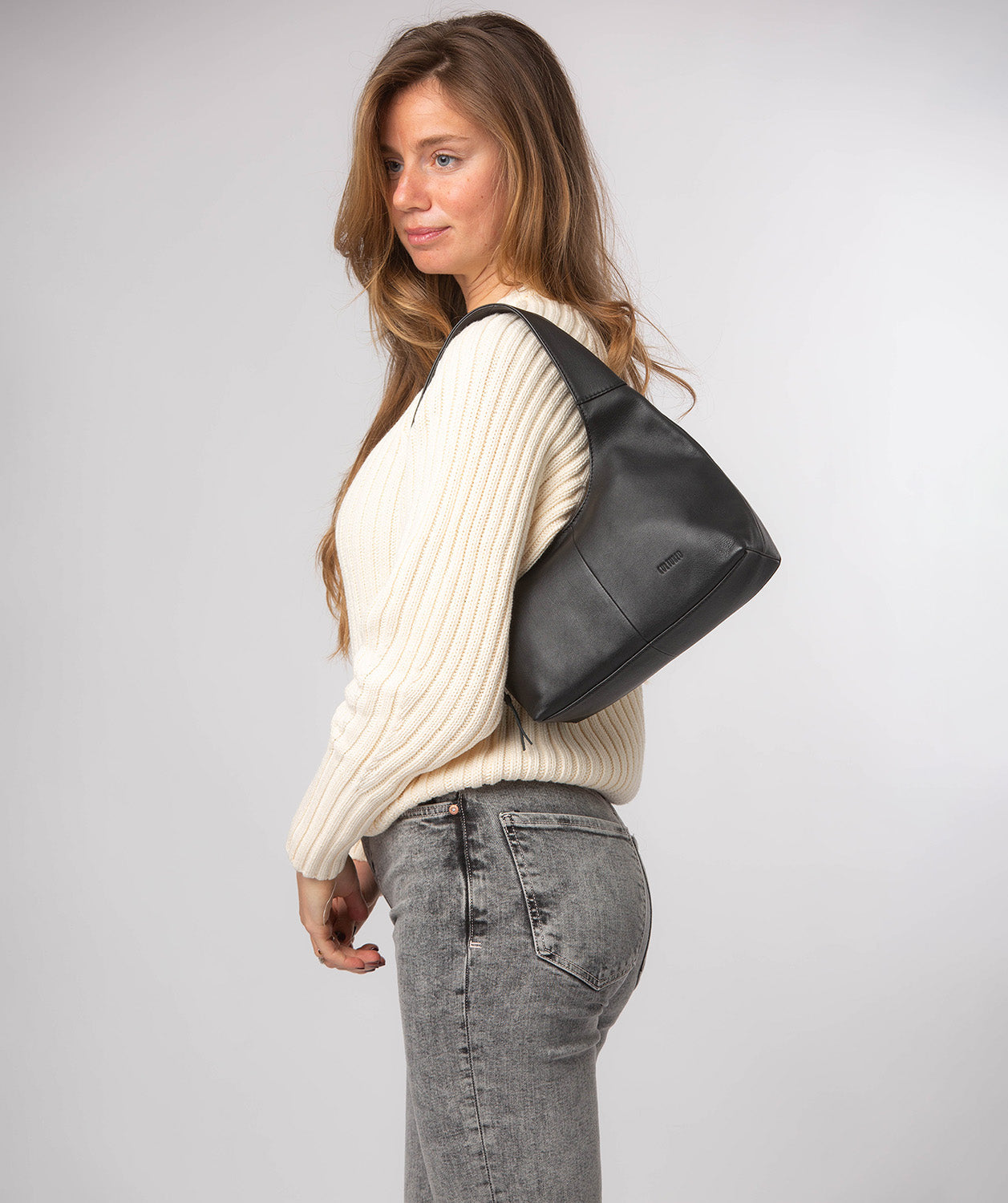 'Phoenix' Black Leather Grab Bag