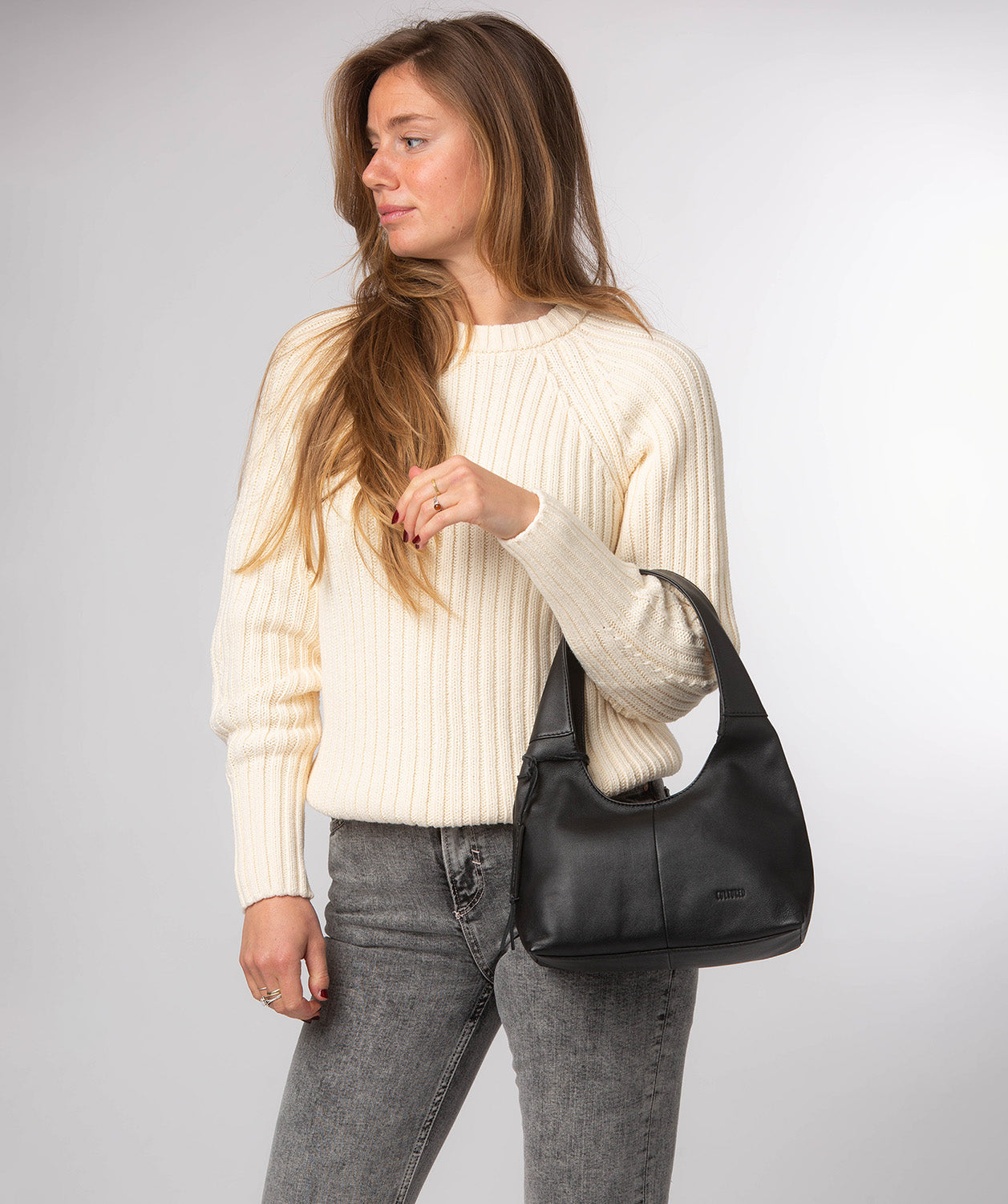 'Phoenix' Black Leather Grab Bag