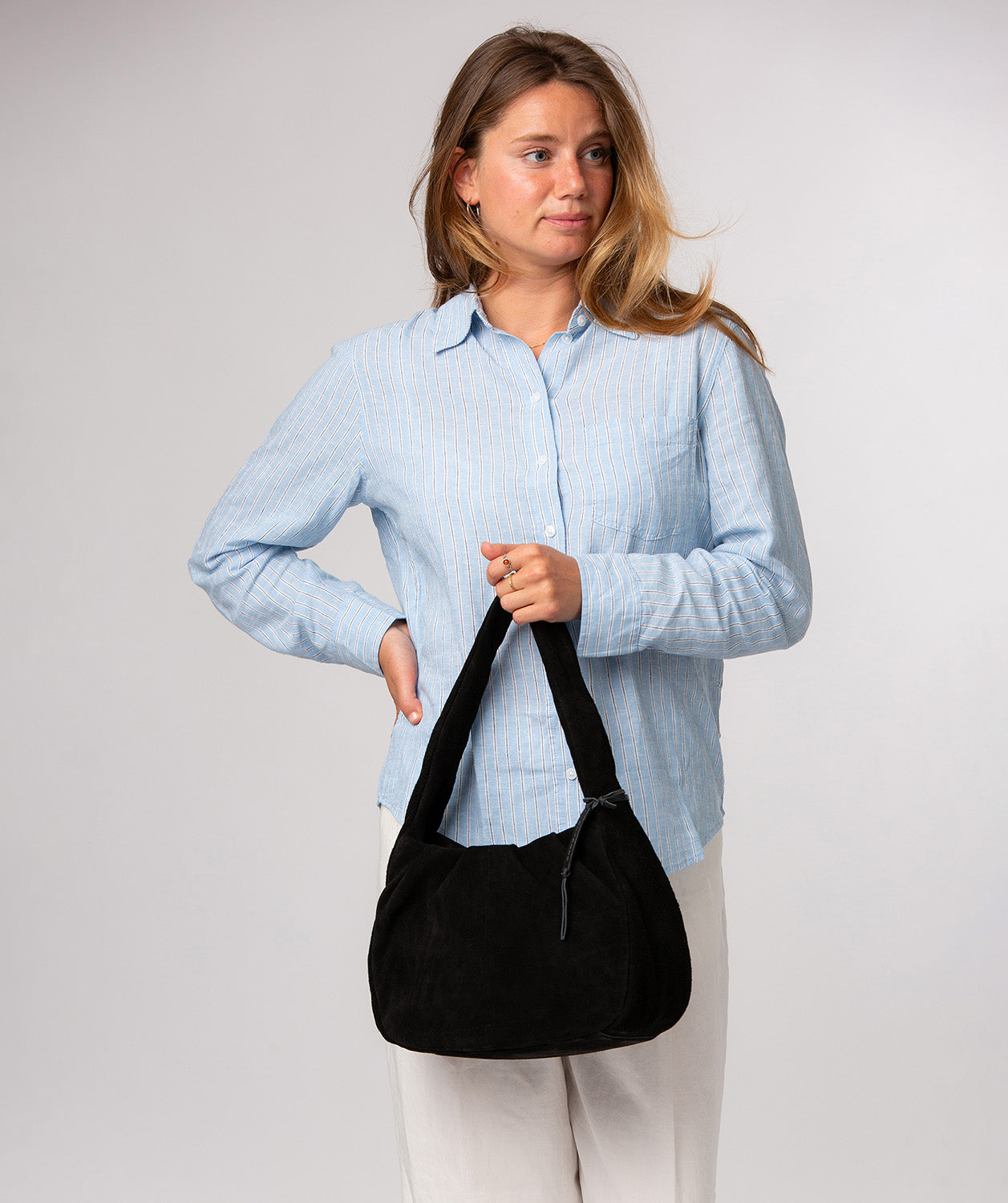 'Beatriz' Black Suede Handbag