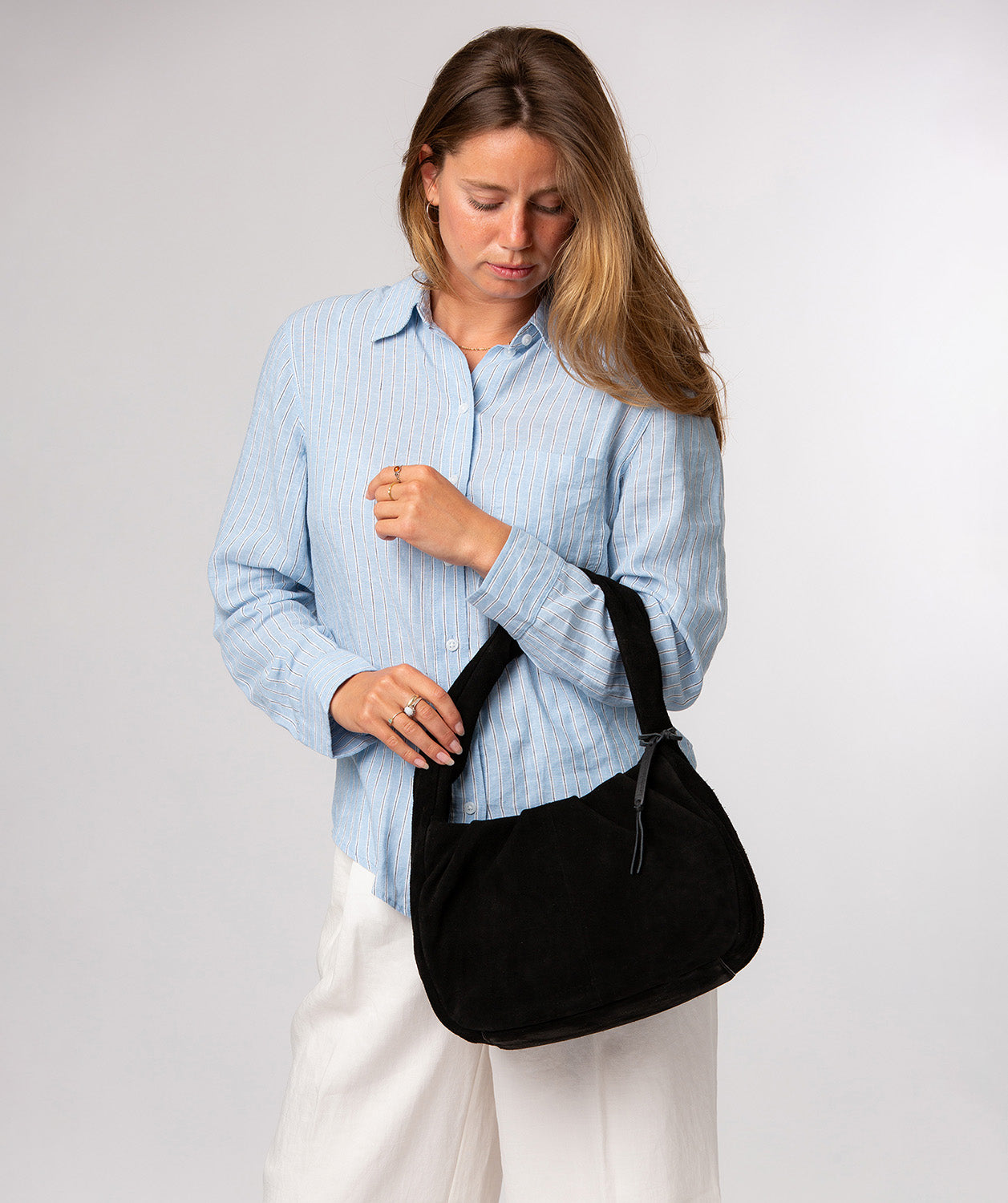 'Beatriz' Black Suede Handbag