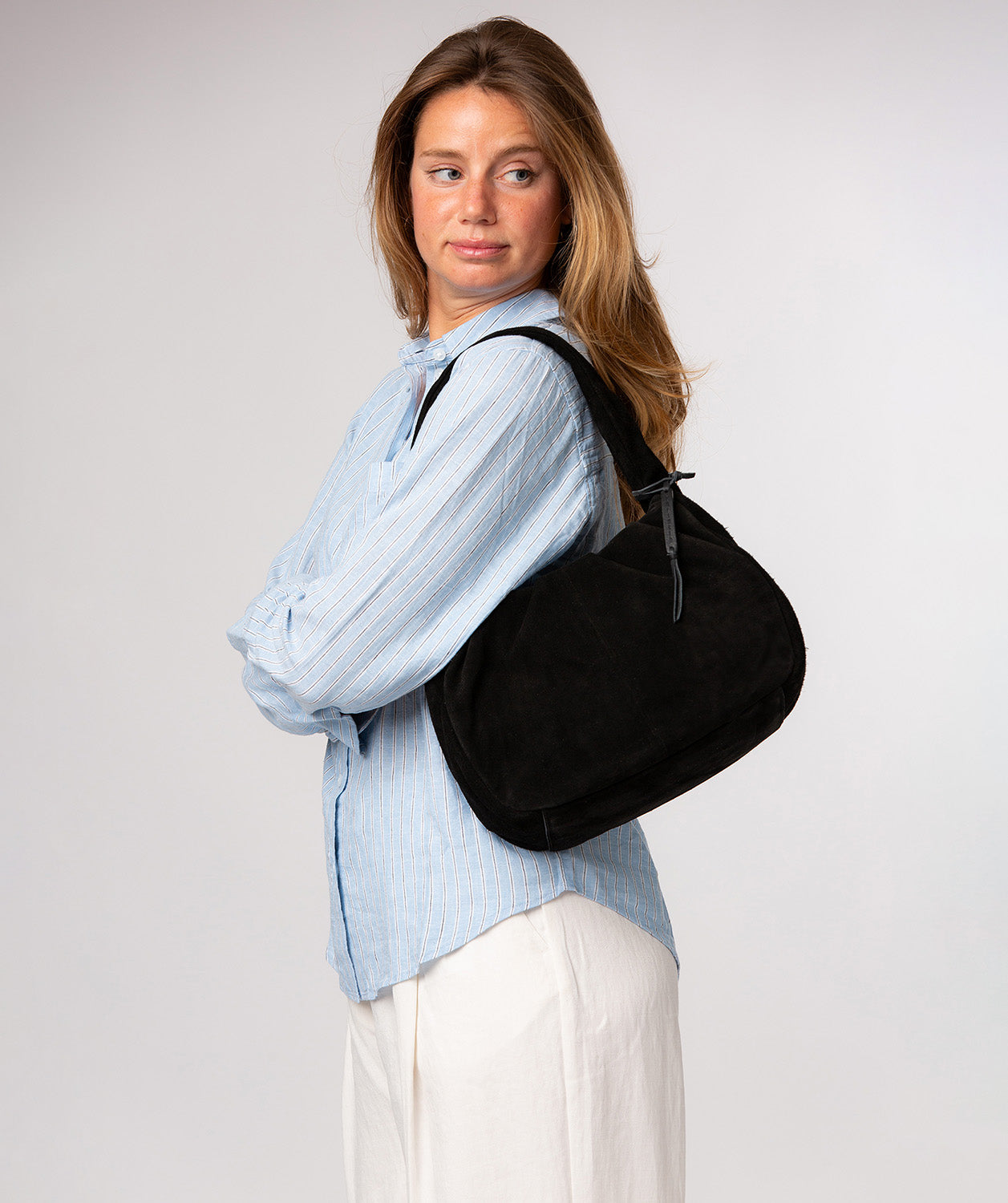 'Beatriz' Black Suede Handbag