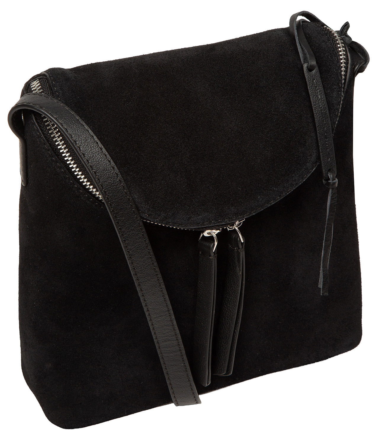 'Luisana' Black Suede Cross Body Bag