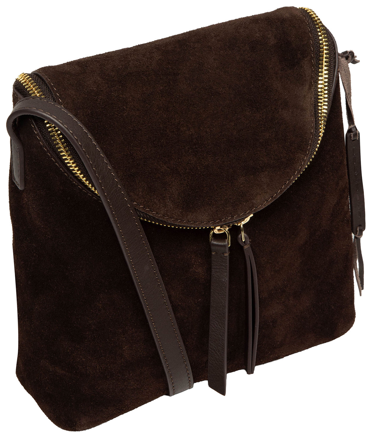'Luisana' Cocoa Suede Cross Body Bag