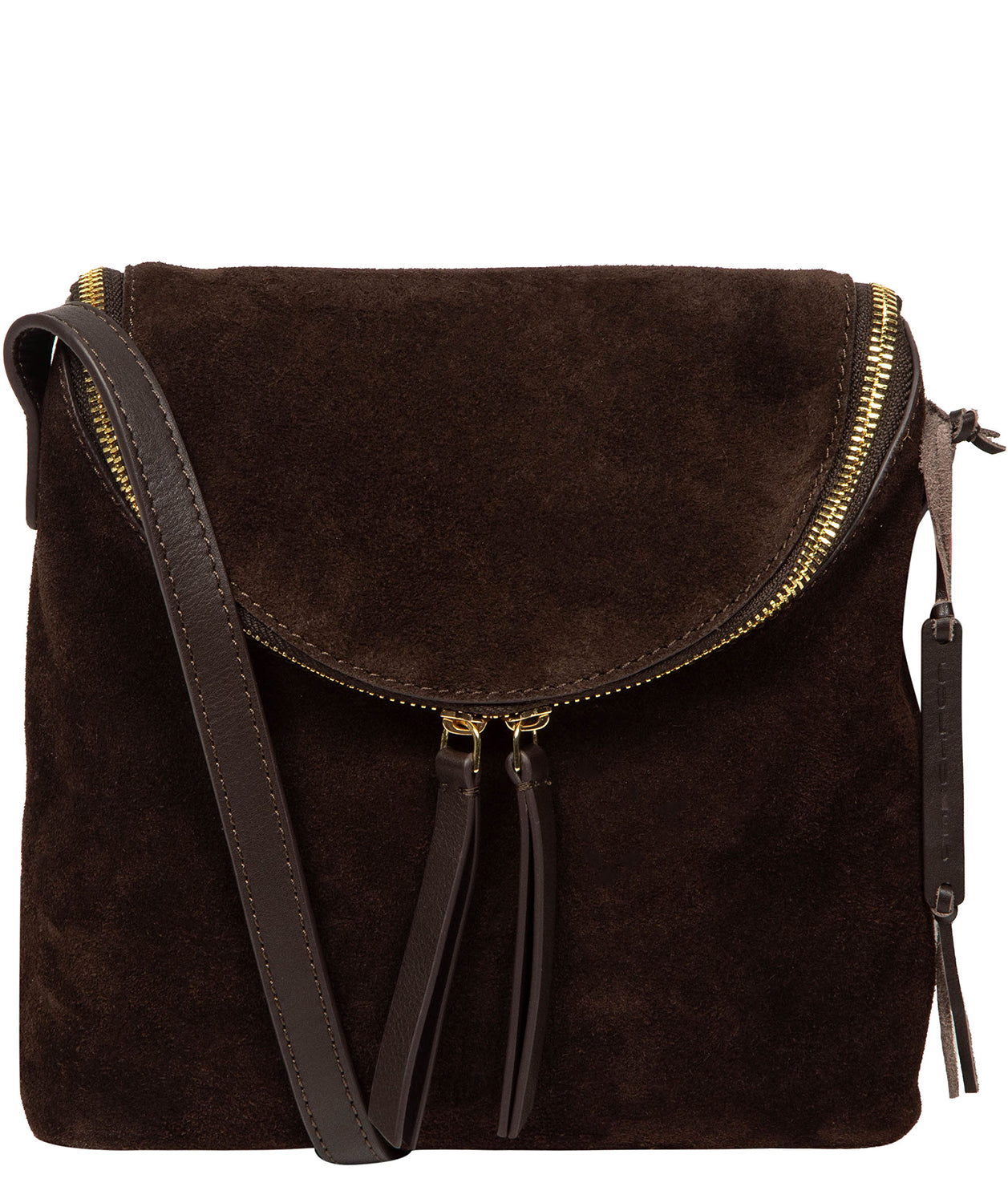 'Luisana' Cocoa Suede Cross Body Bag