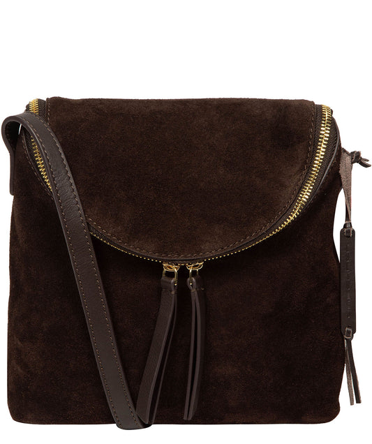 'Luisana' Cocoa Suede Cross Body Bag