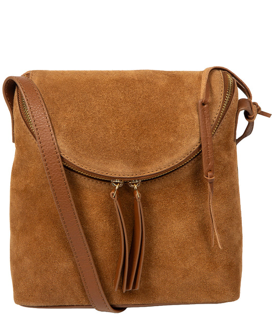 'Luisana' Tan Suede Cross Body Bag