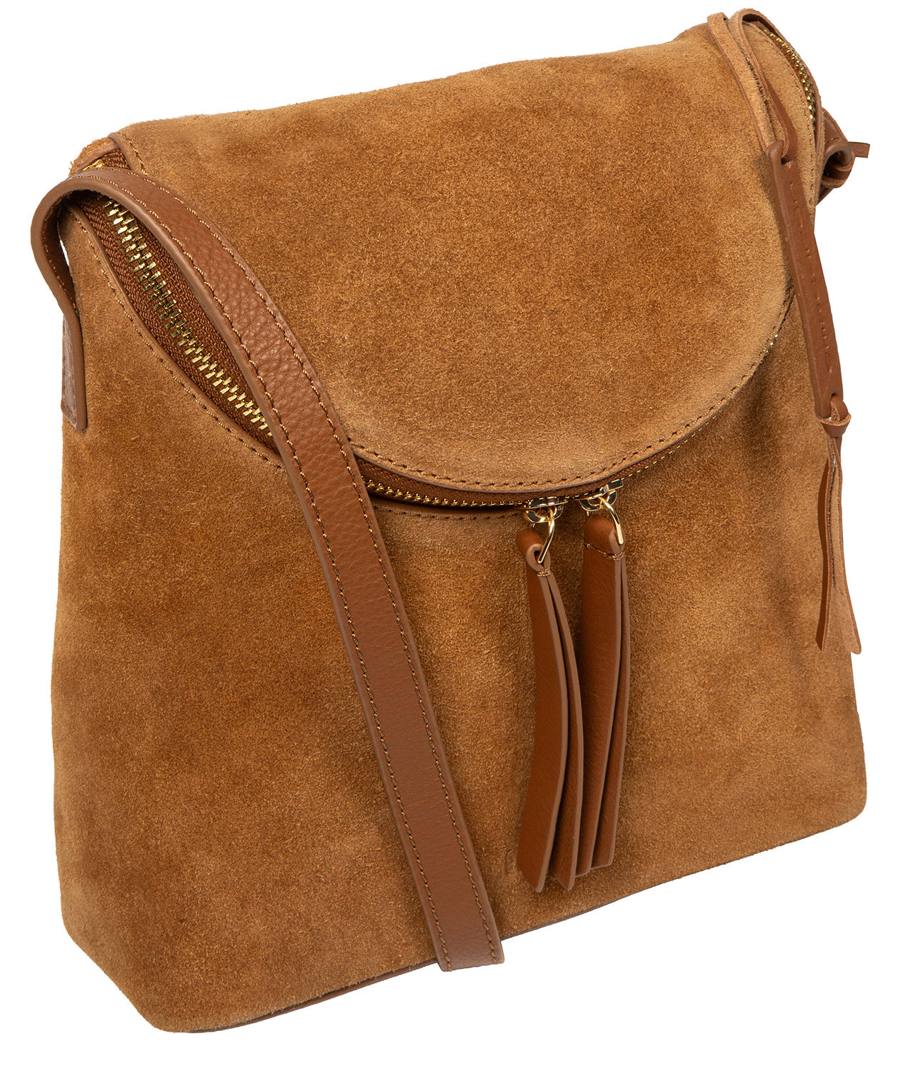 'Luisana' Tan Suede Cross Body Bag