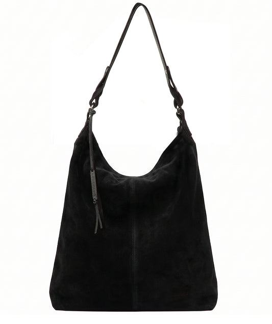 'Harmony' Black Suede Leather Tote Bag