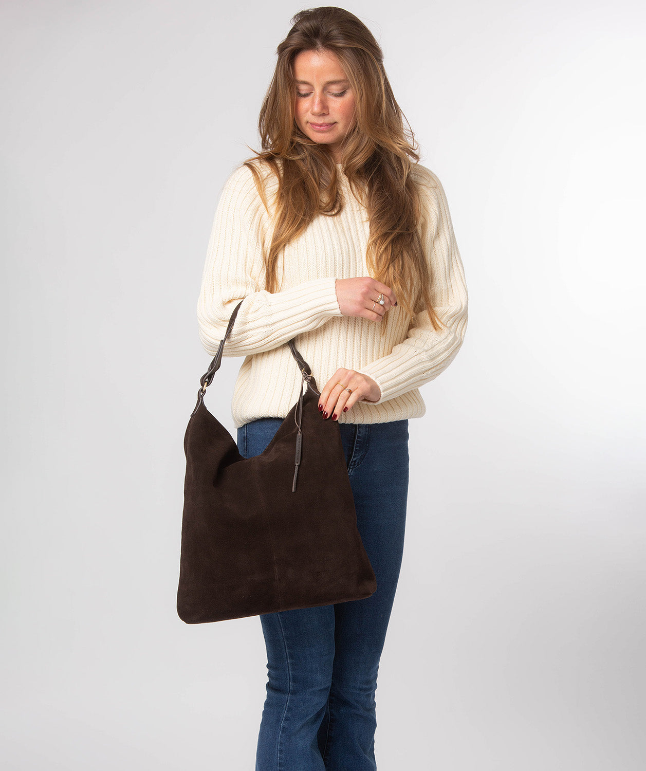 'Harmony' Cocoa Suede Leather Tote Bag