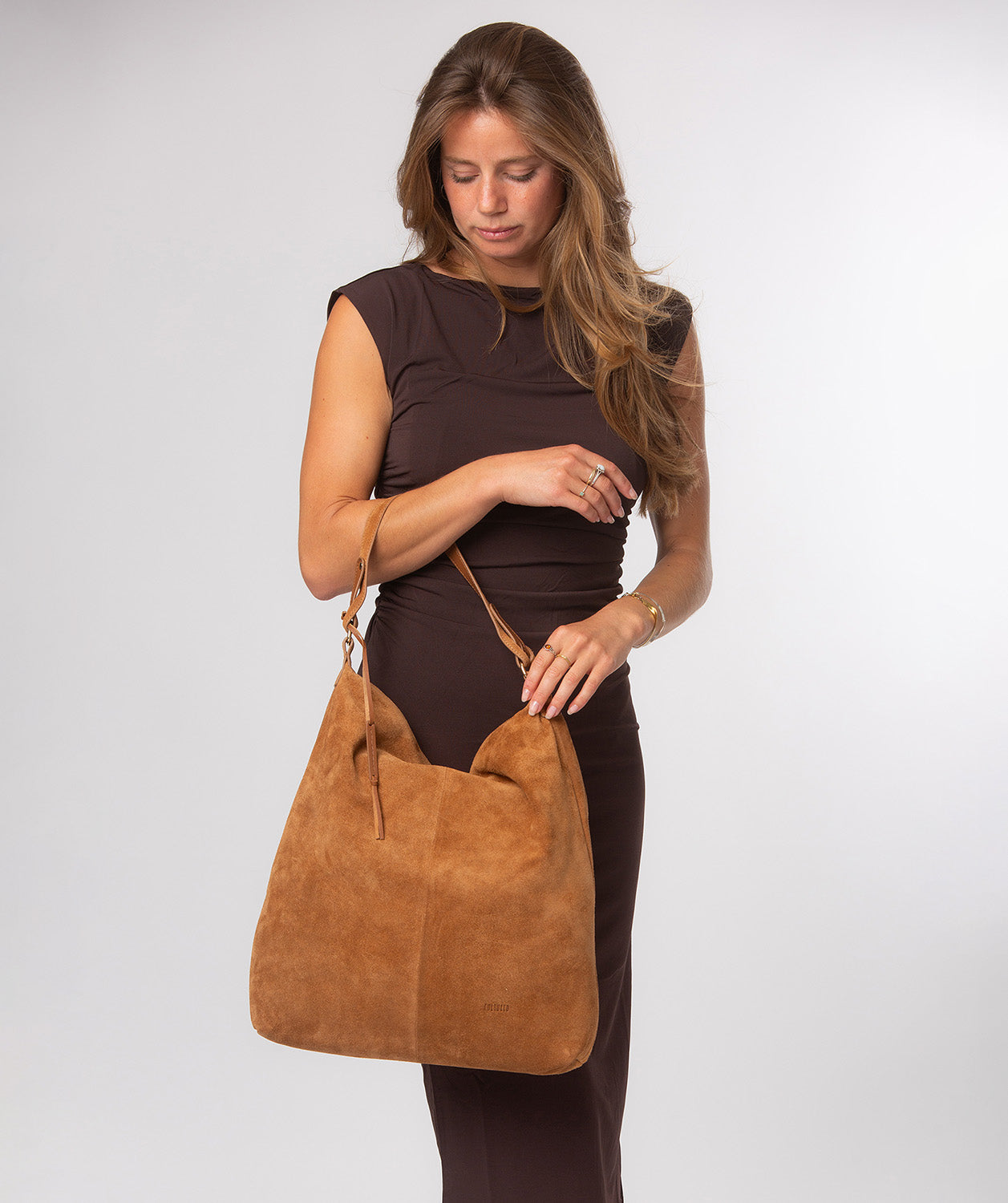 'Harmony' Tan Suede Leather Tote Bag