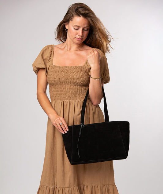 'Matilde' Black Suede Handbag