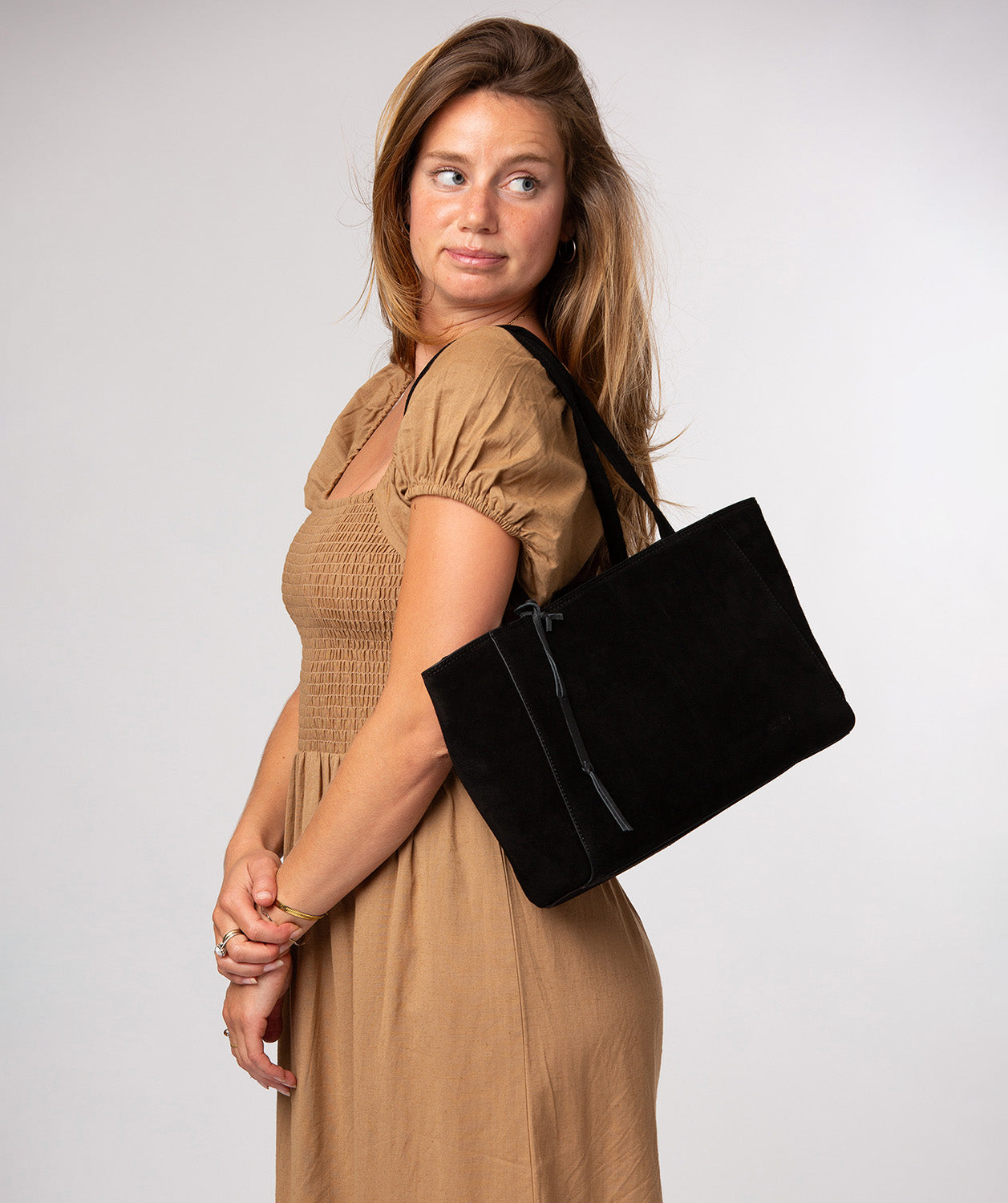 'Matilde' Black Suede Handbag