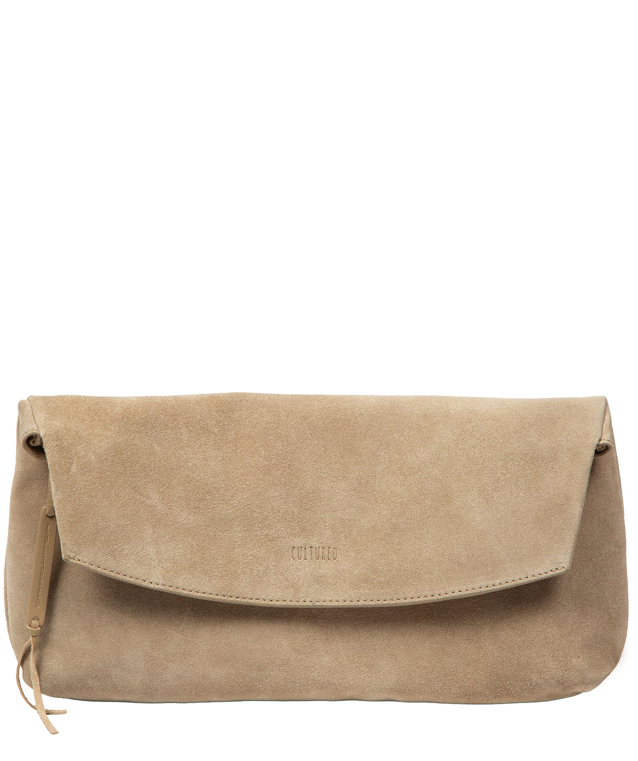 'Perla' Beige Suede Clutch Bag