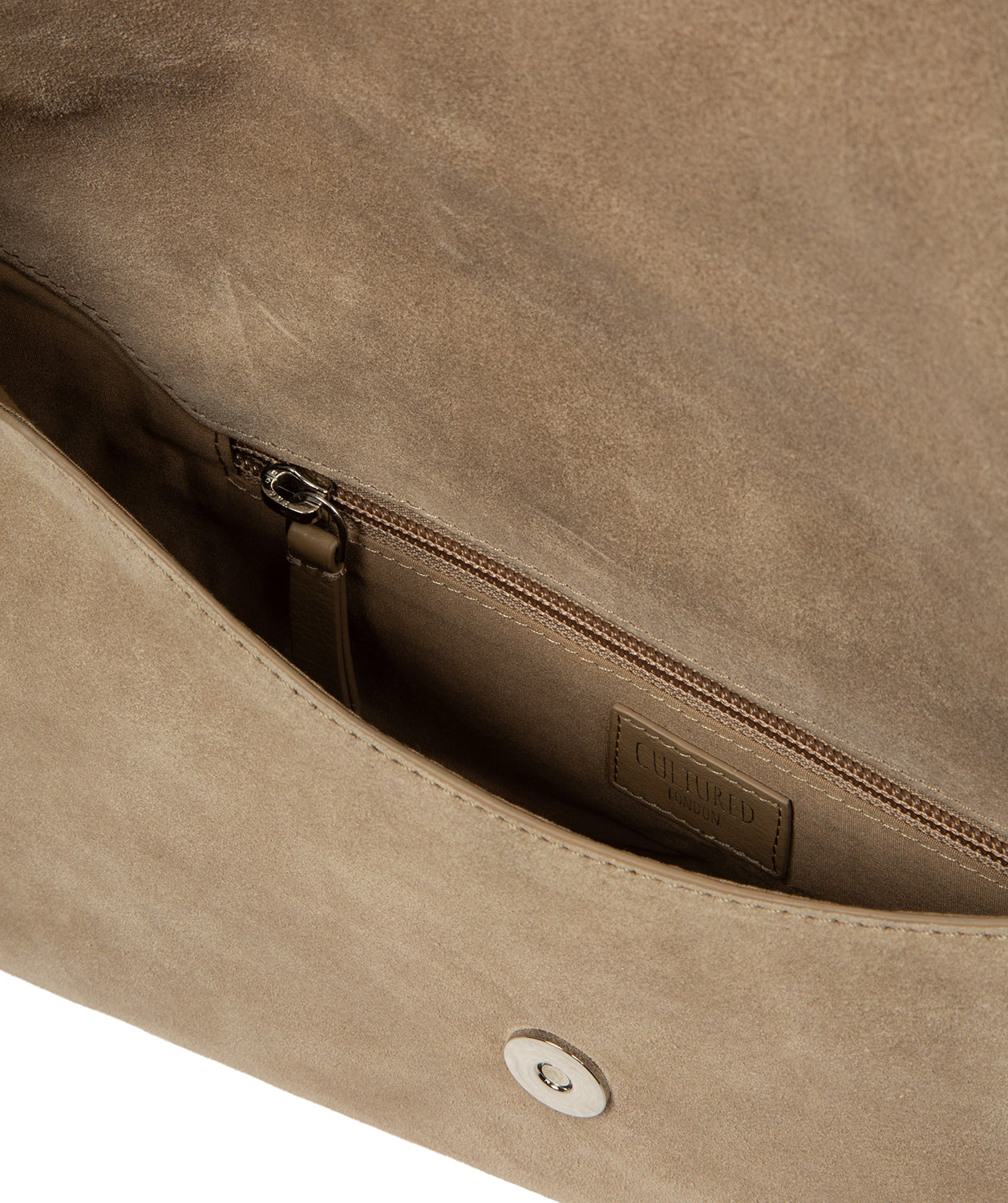 'Perla' Beige Suede Clutch Bag