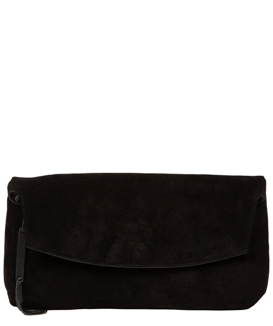 'Perla' Black Suede Clutch Bag