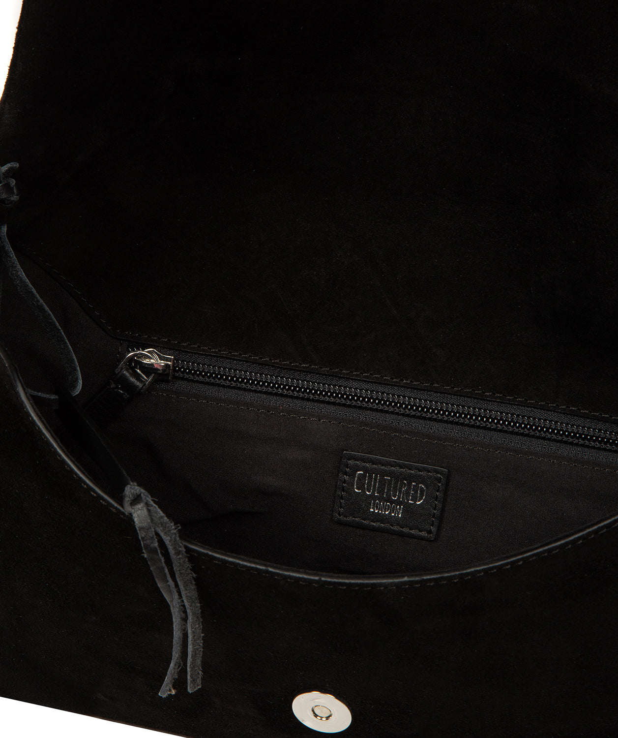 'Perla' Black Suede Clutch Bag