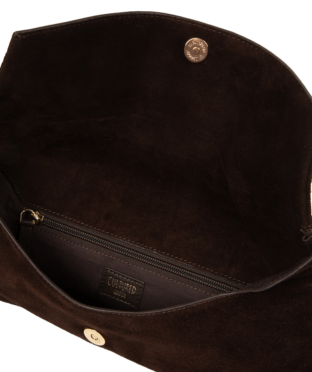 'Perla' Cocoa Suede Clutch Bag