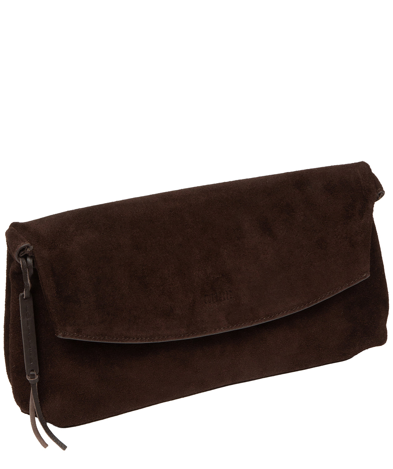 'Perla' Cocoa Suede Clutch Bag