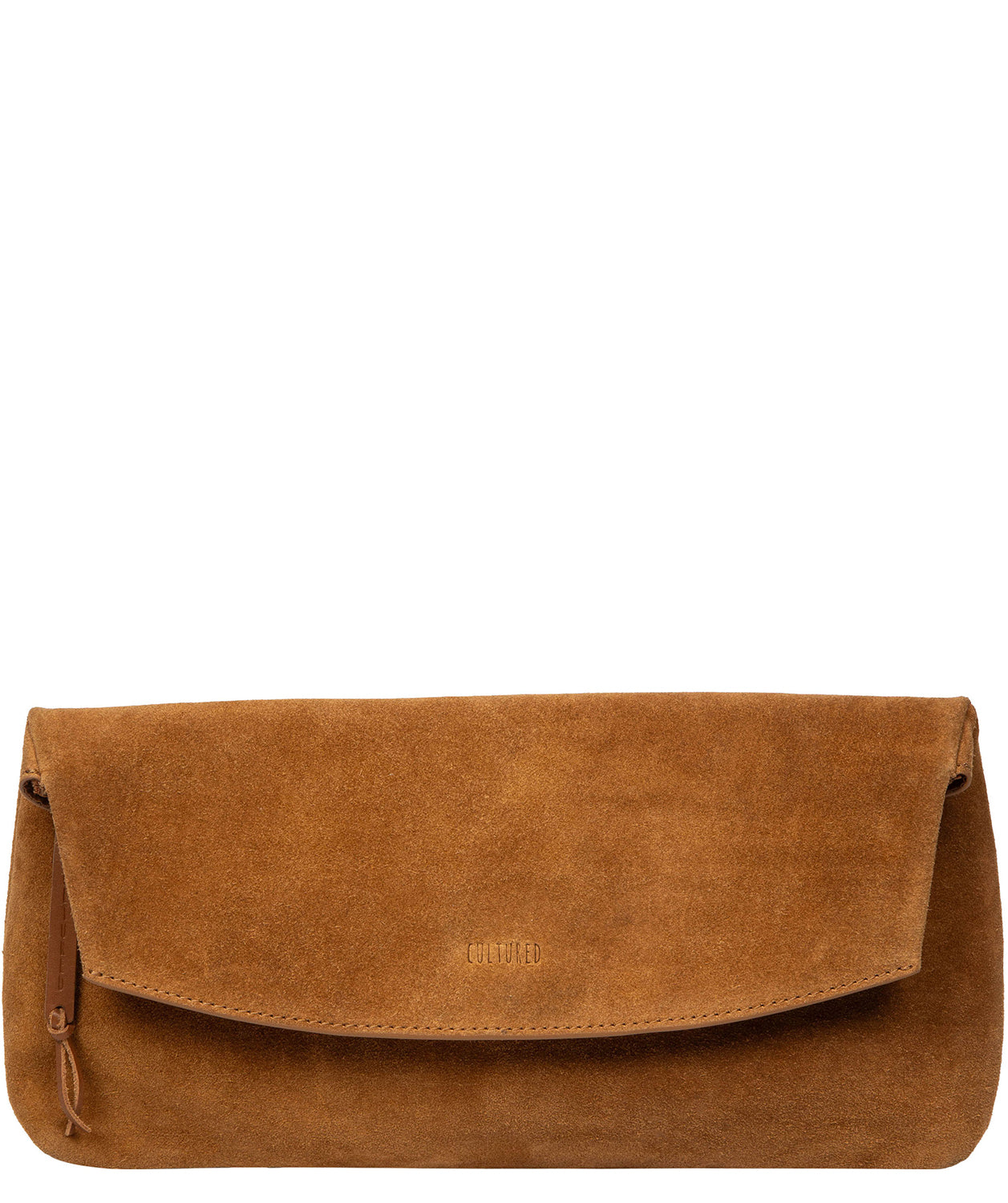 'Perla' Tan Suede Clutch Bag
