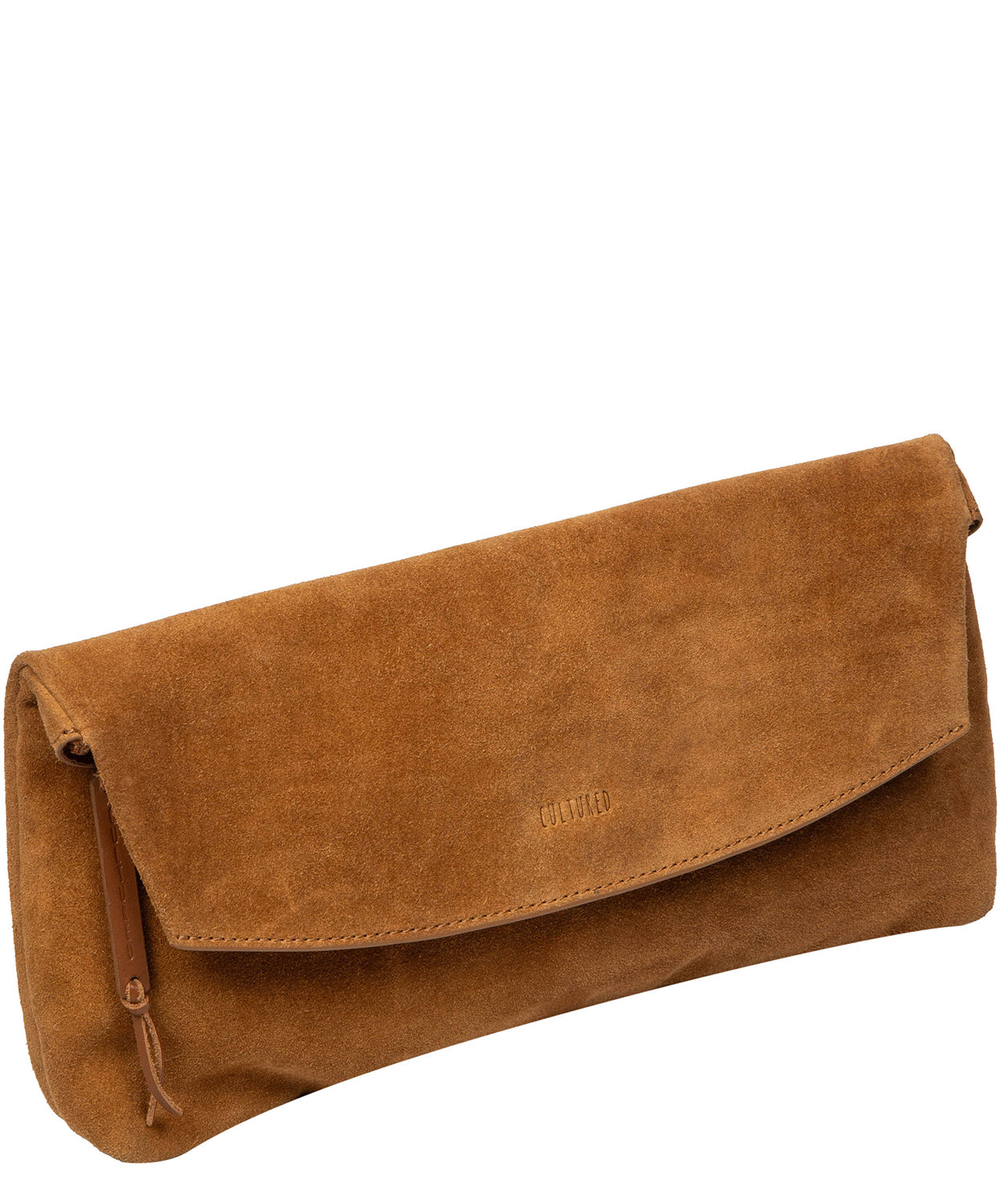 'Perla' Tan Suede Clutch Bag