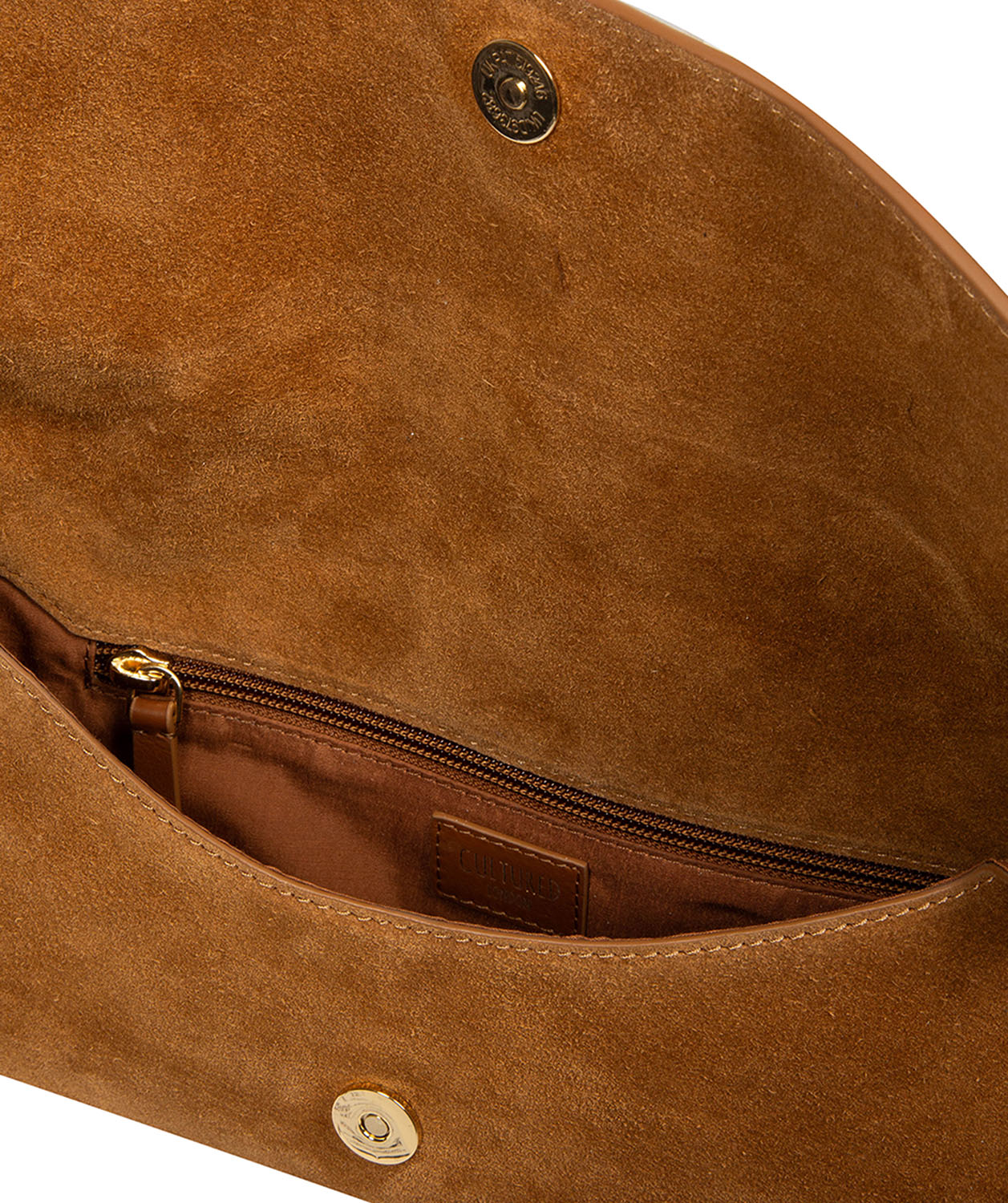 'Perla' Tan Suede Clutch Bag