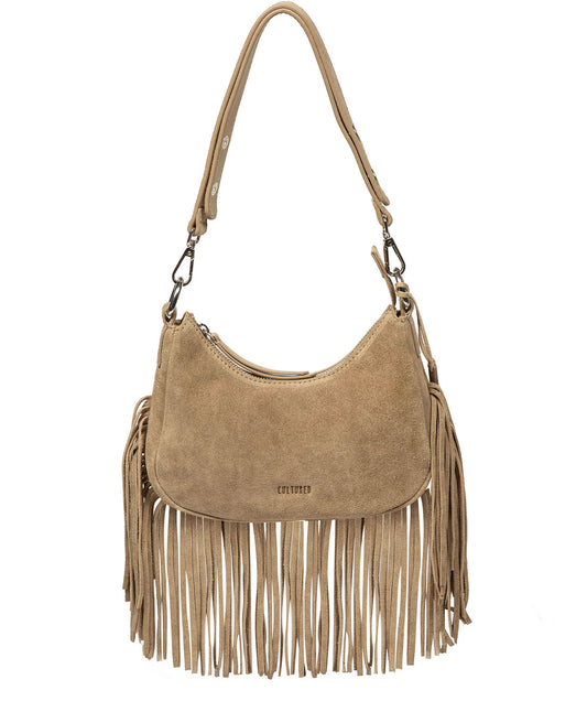 'Alondra' Beige Suede Evening and Clutch Bag