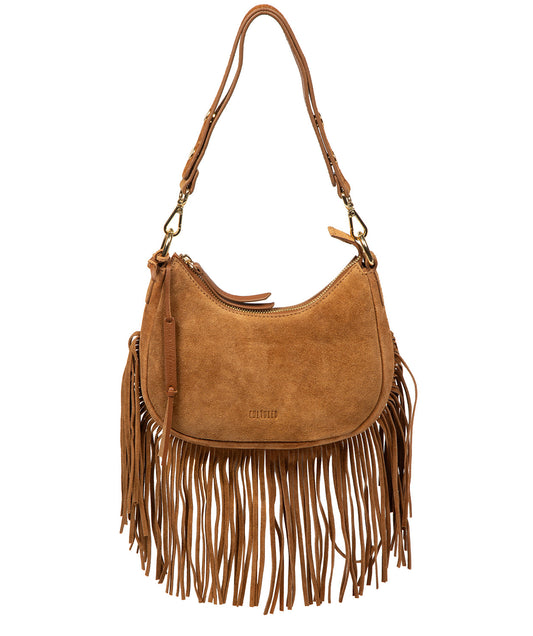 'Alondra' Tan Suede Evening and Clutch Bag