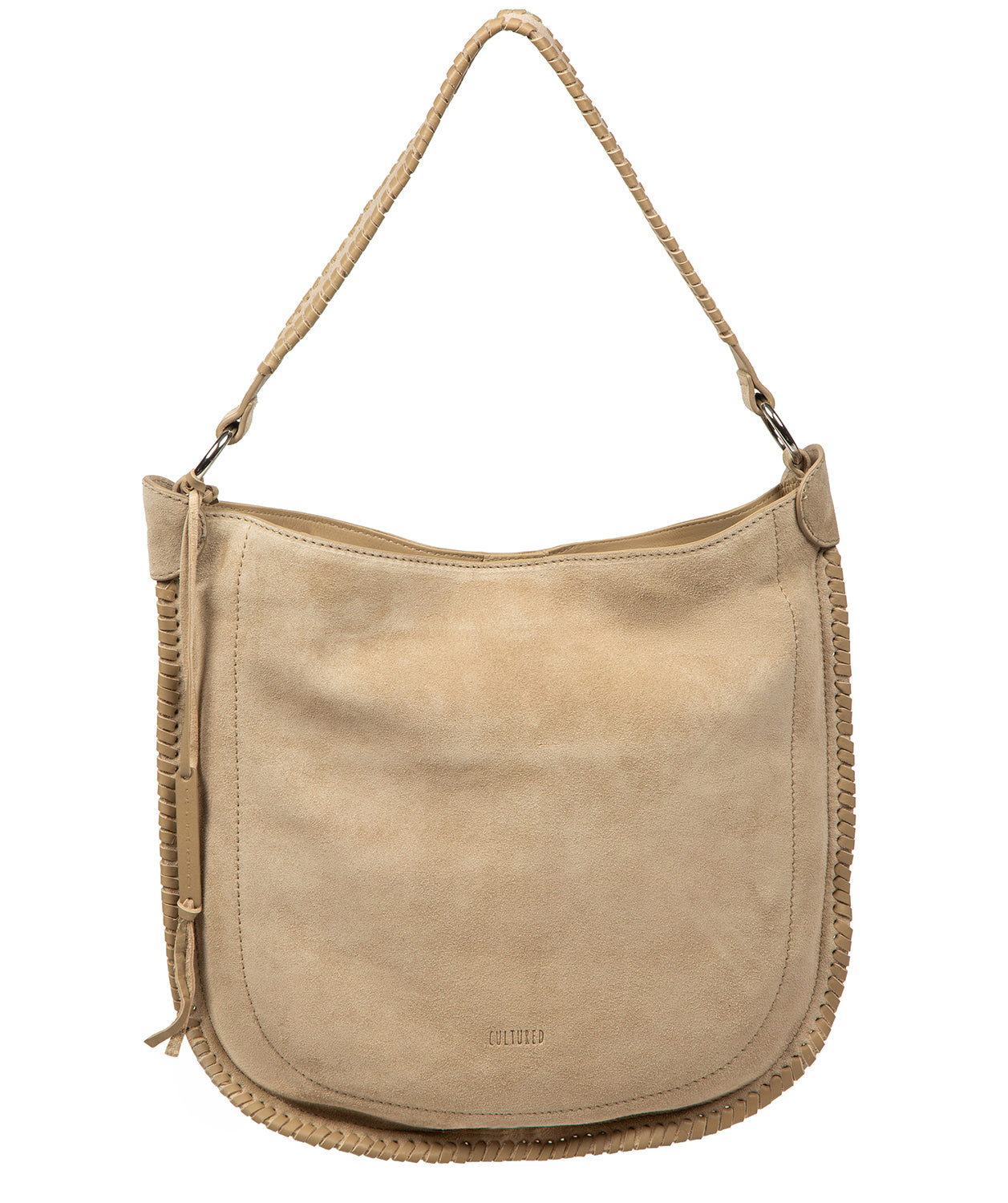 'Bonnie' Beige Suede & Leather Shoulder Bag