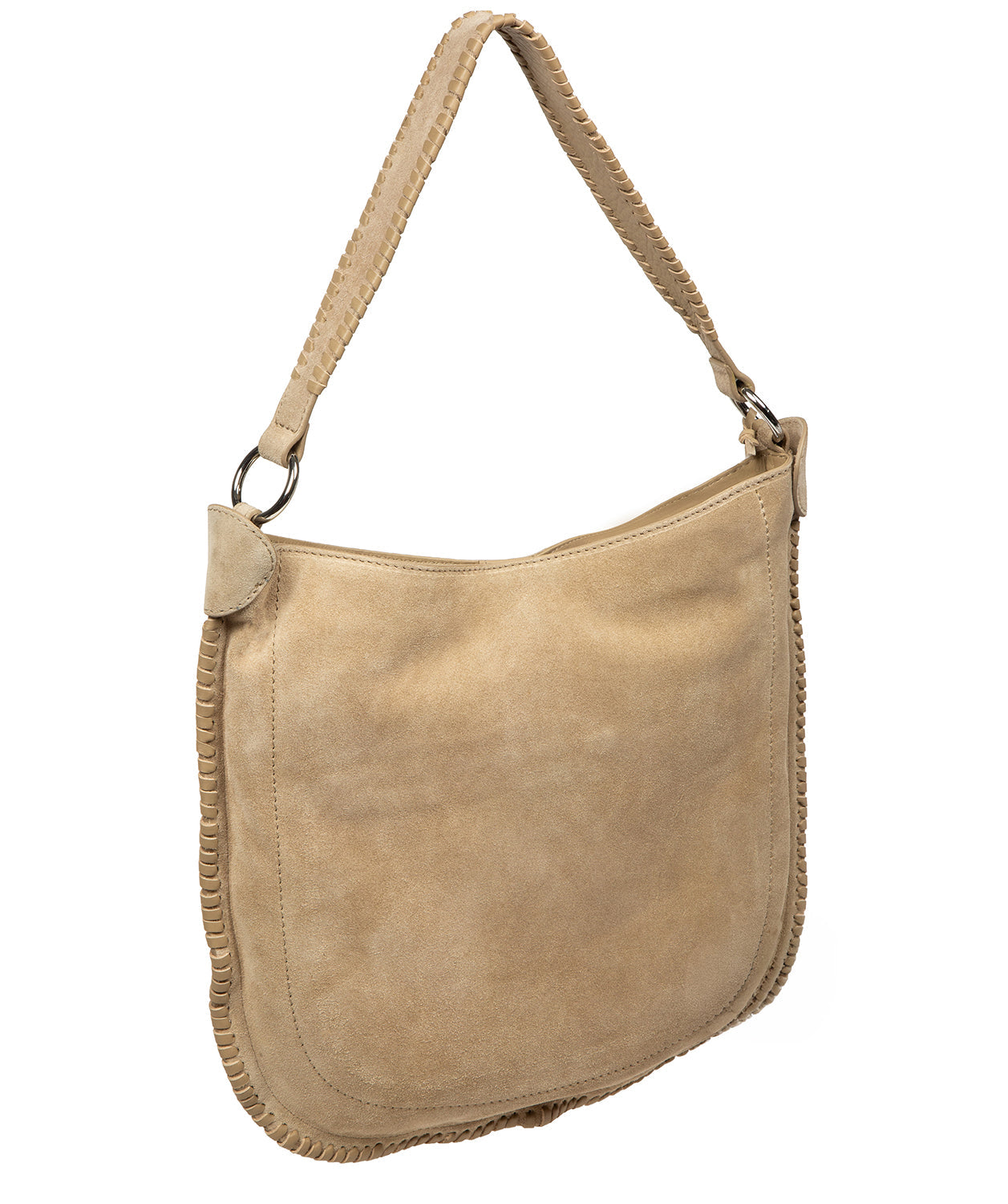 'Bonnie' Beige Suede & Leather Shoulder Bag