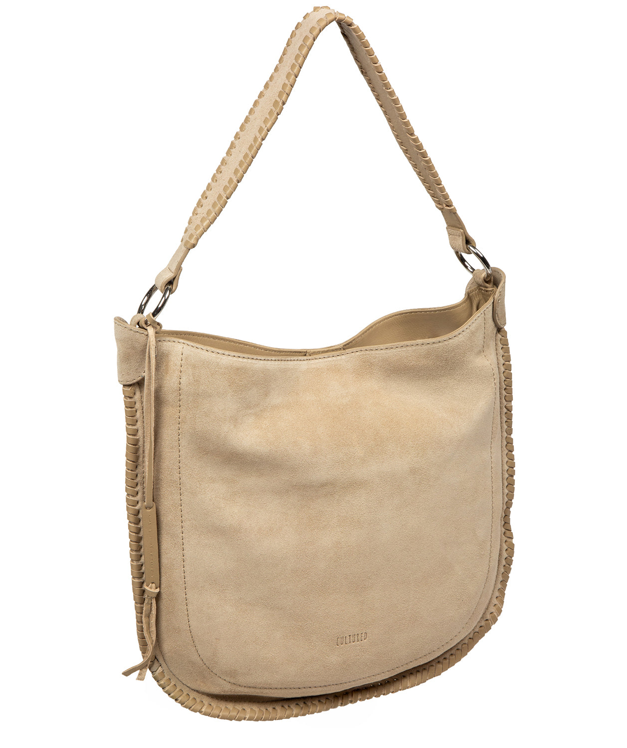 'Bonnie' Beige Suede & Leather Shoulder Bag
