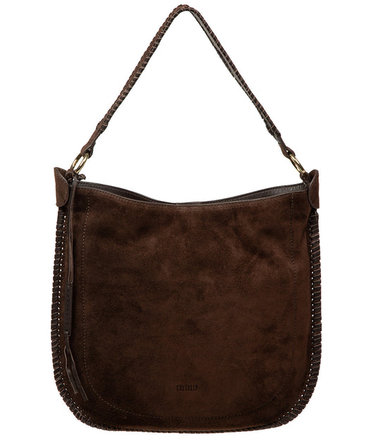 'Bonnie' Cocoa Suede & Leather Shoulder Bag