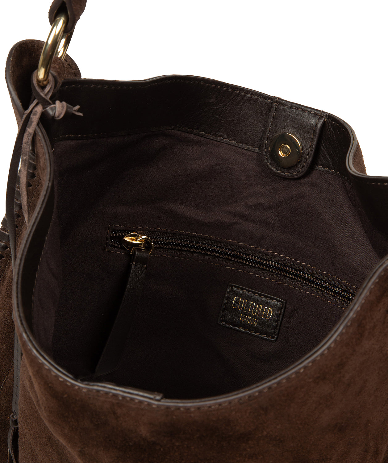 'Bonnie' Cocoa Suede & Leather Shoulder Bag