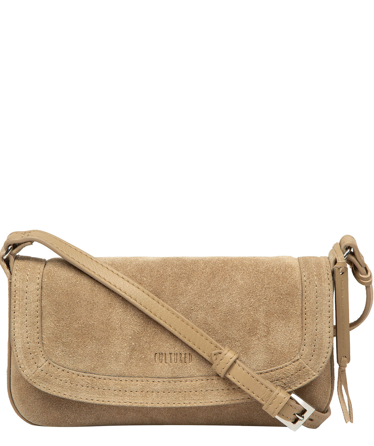 'Ashe' Beige Suede Mini Cross Body Bag