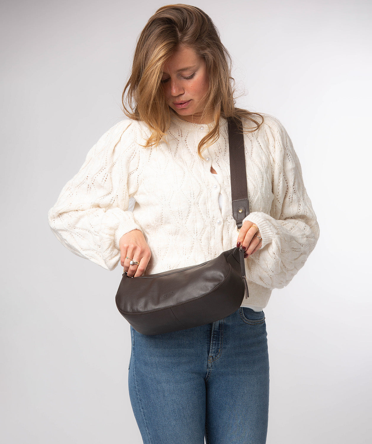 'Nuala' Cocoa Leather Cross Body Bag