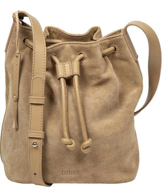 'Emerson' Beige Suede & Leather Shoulder Bag