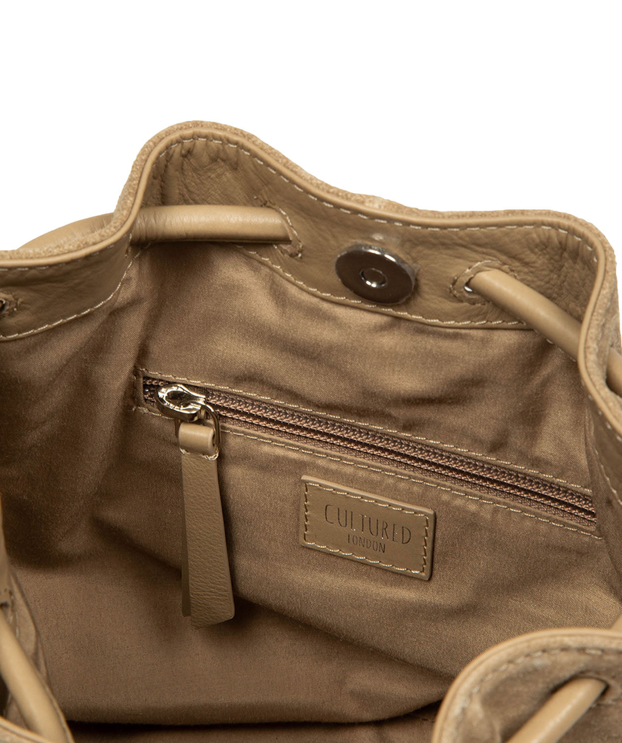'Emerson' Beige Suede & Leather Shoulder Bag